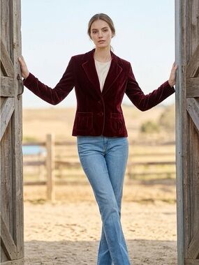 Susan Lewis Burgundy Fully Lined Velvet Blazer Size Large